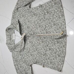 Madison Hill Zip-Up Cardigan - White and Gree 3/4  Bell Sleeves SzM New With Tag